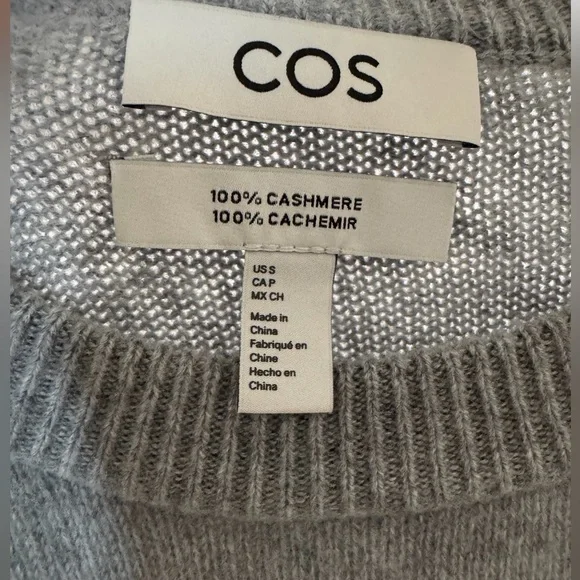 COS Women’s Heather Gray Crewneck Cashmere Sweater Small - Picture 4 of 4
